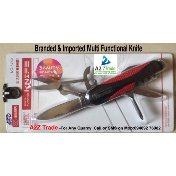 Multi Knife-Rime, Swiss Army Knife - Red & Black Color With Key Chain, 55% Discounted Rate, MRP-Rs.699/- SEEN ON TV Rs.899/-